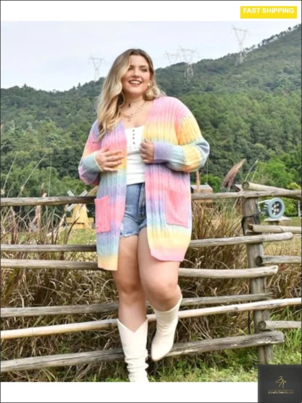 Oversized Plus Size Open Front Cardigan Sweater with Pockets